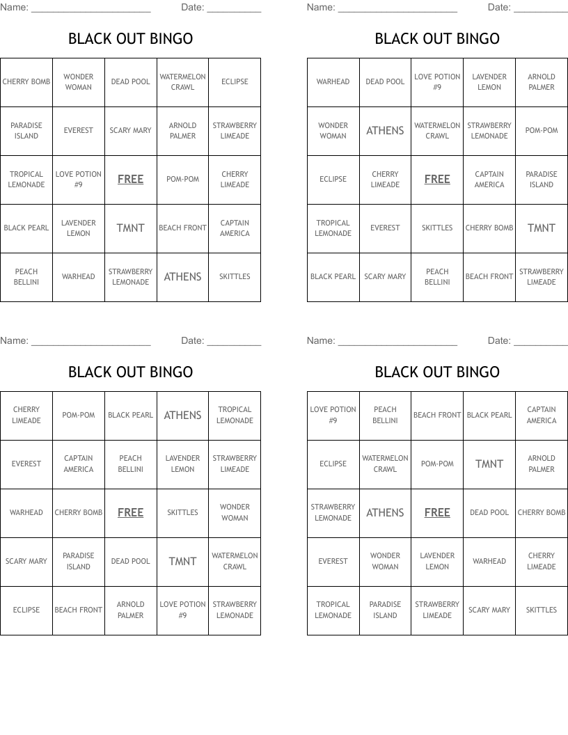BLACK OUT BINGO