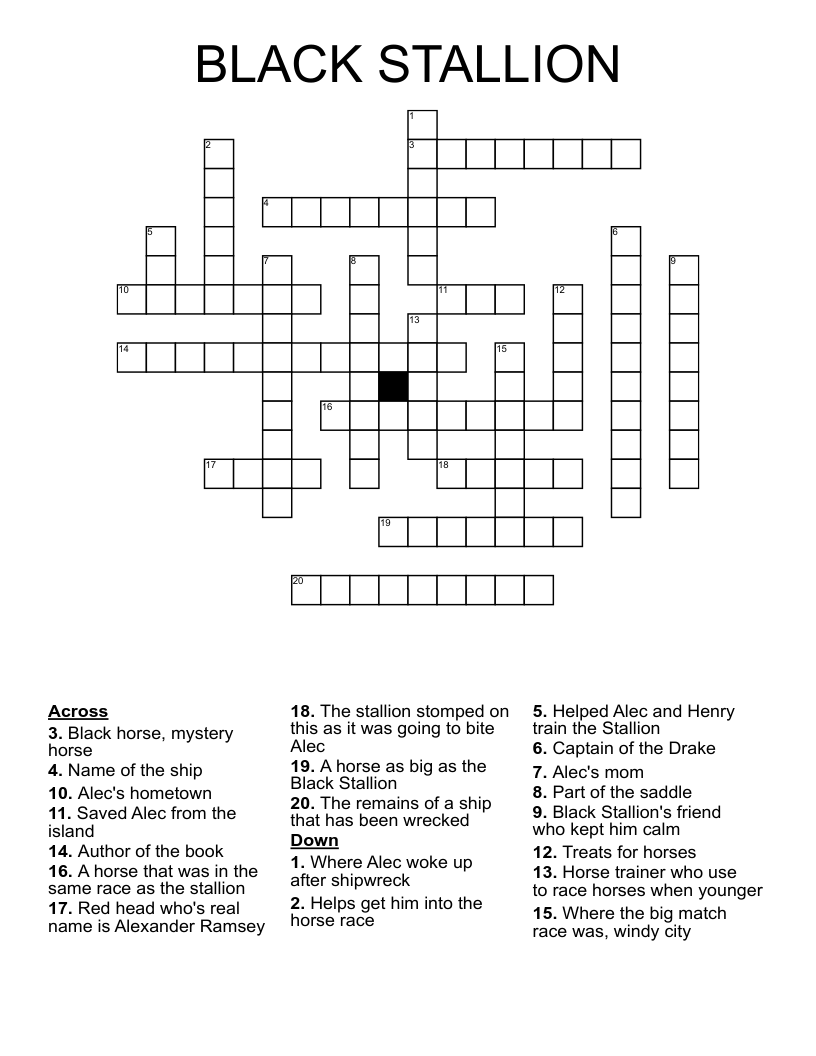 BLACK STALLION Crossword