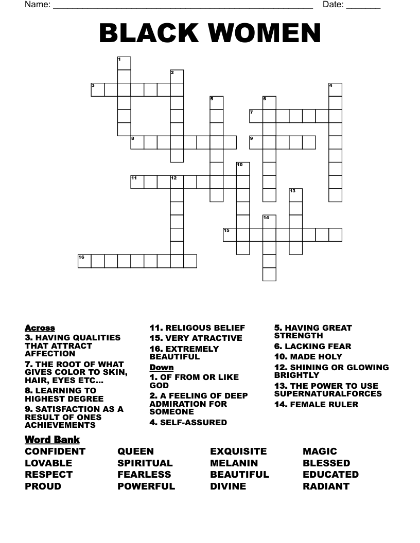 BLACK WOMEN Crossword