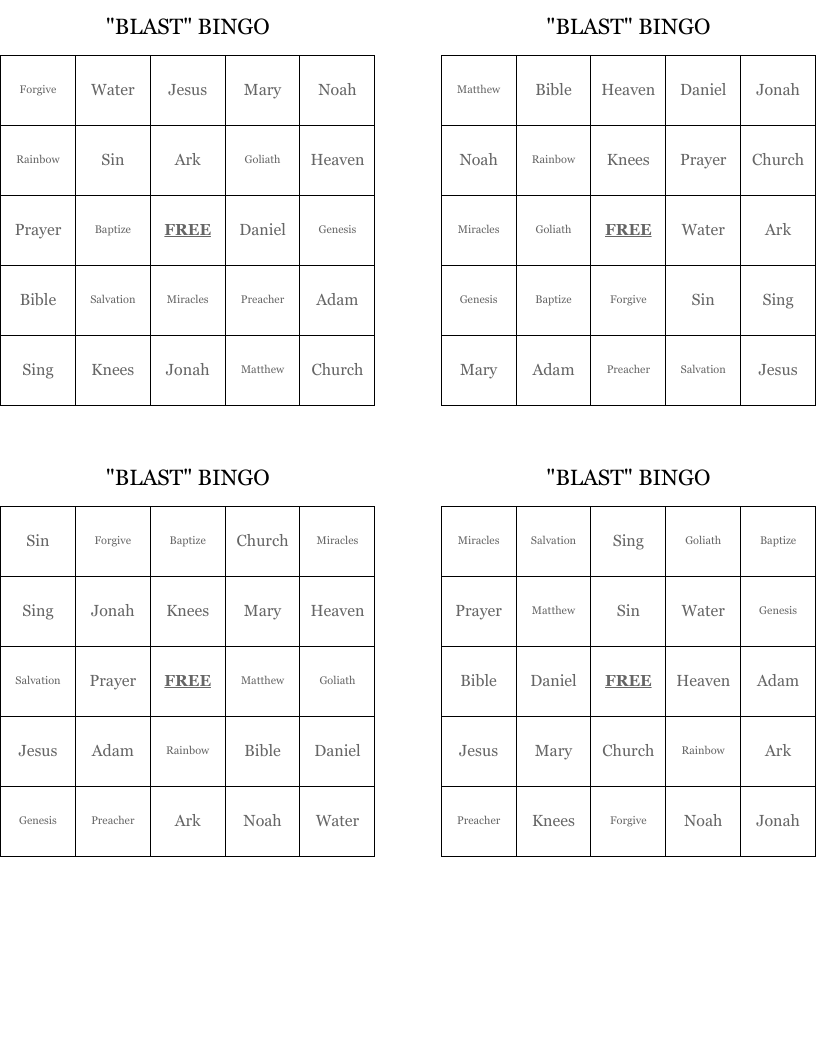 "BLAST" BINGO