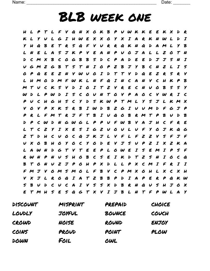 BLB week one  Word Search