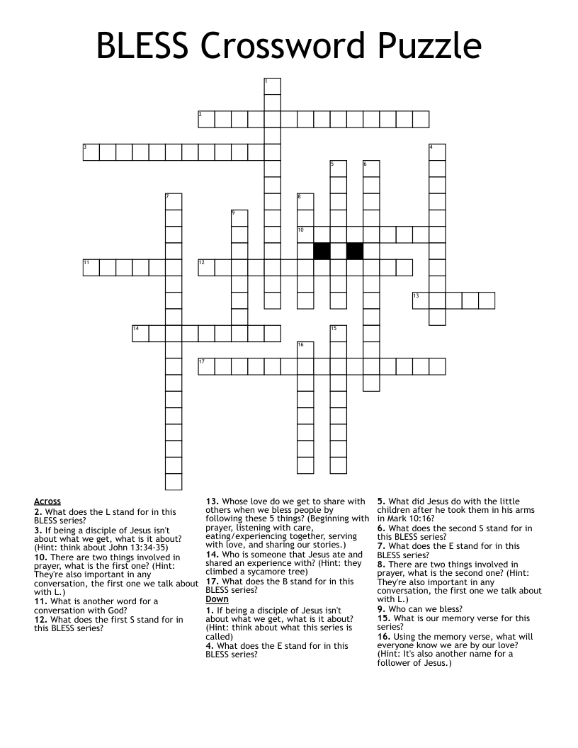 BLESS Crossword Puzzle