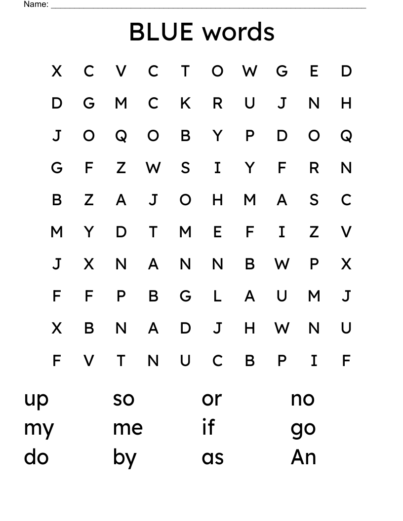BLUE words Word Search