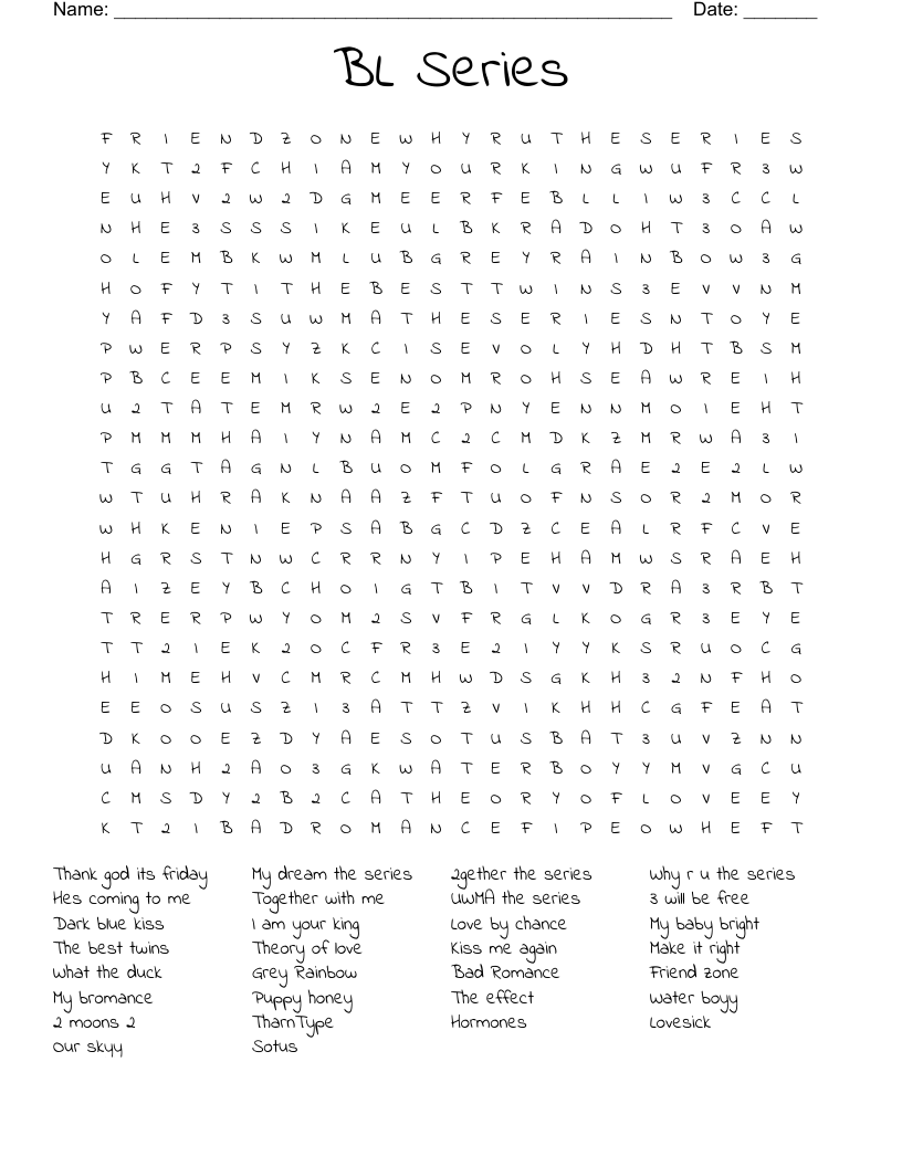 BL Series Word Search