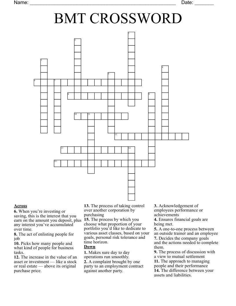 BMT CROSSWORD