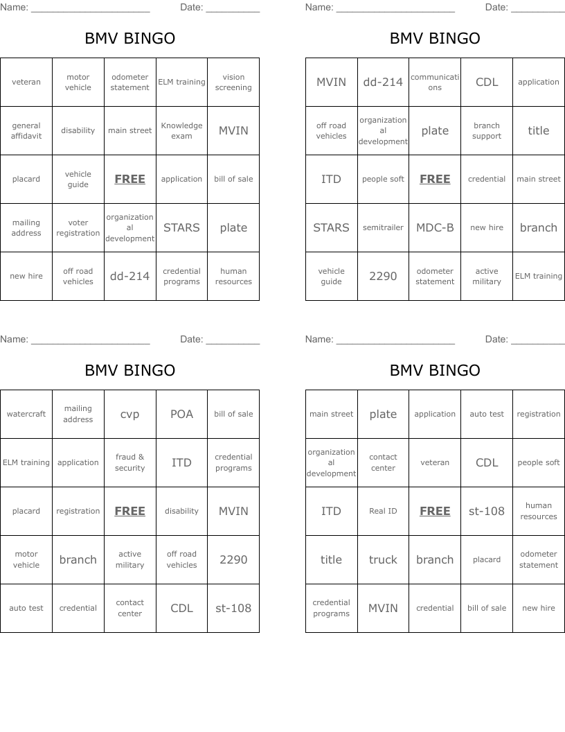 BMV BINGO