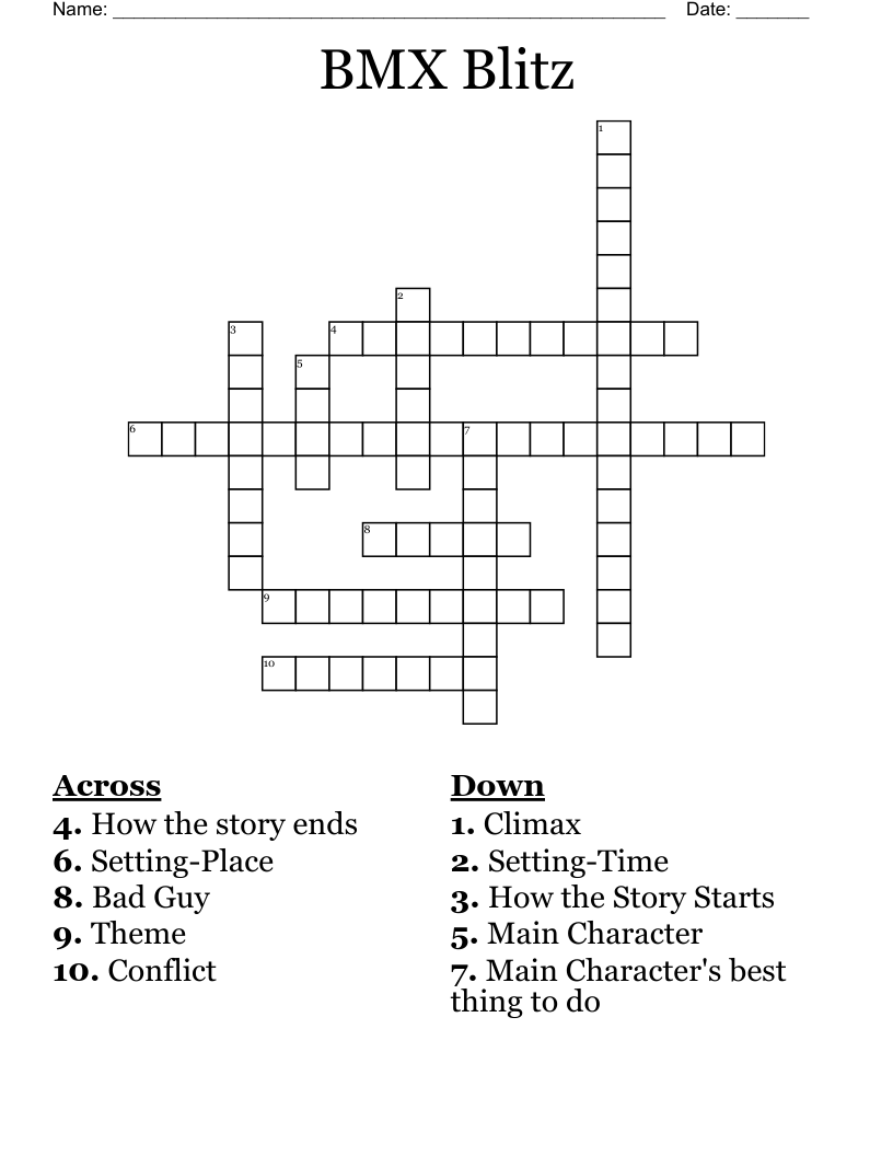 BMX Blitz Crossword