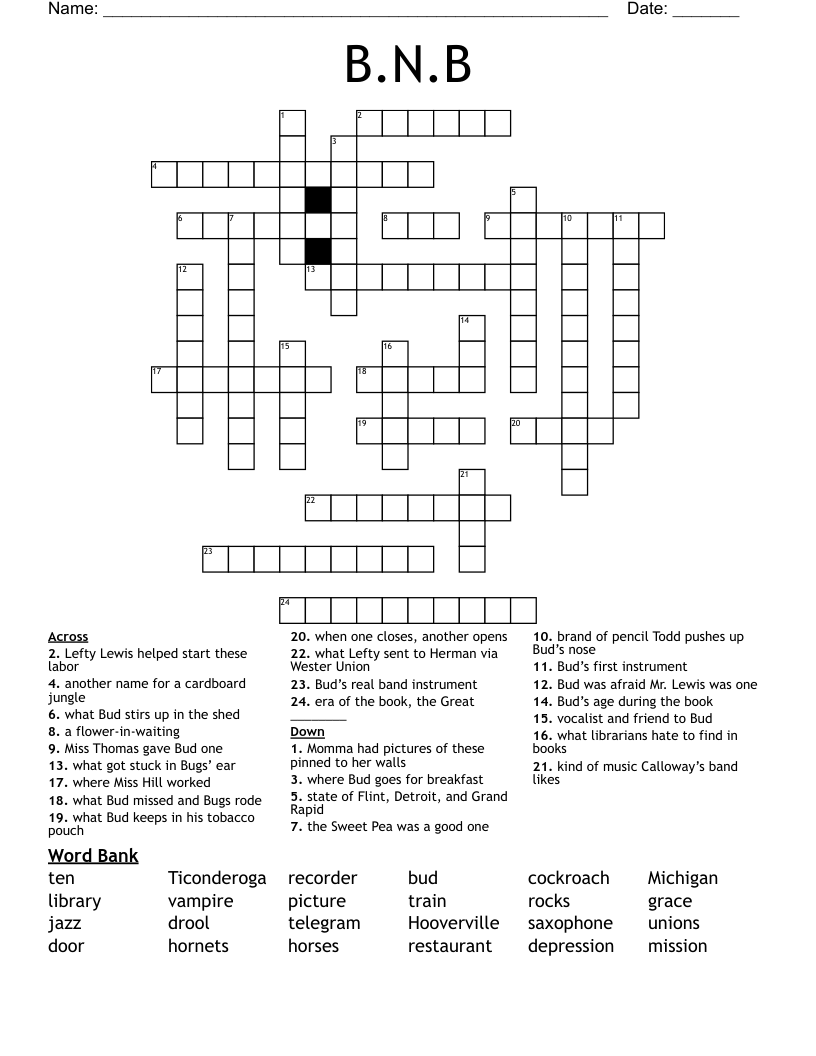 B.N.B Crossword