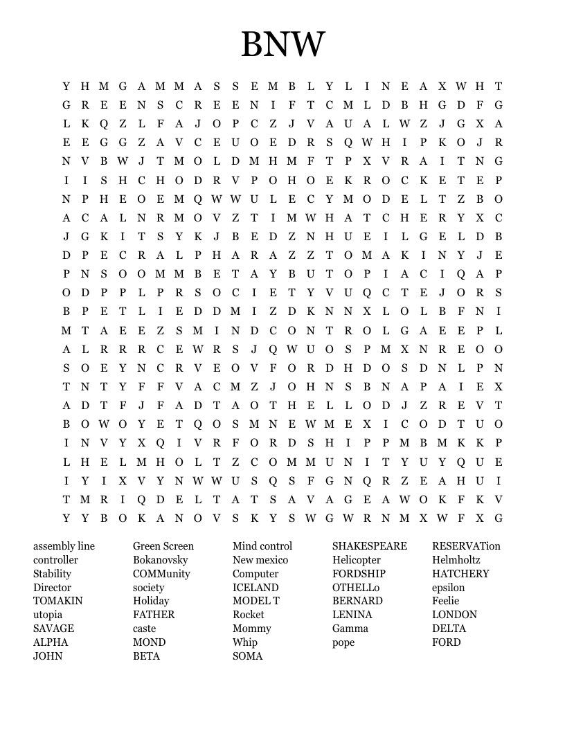 BNW Word Search