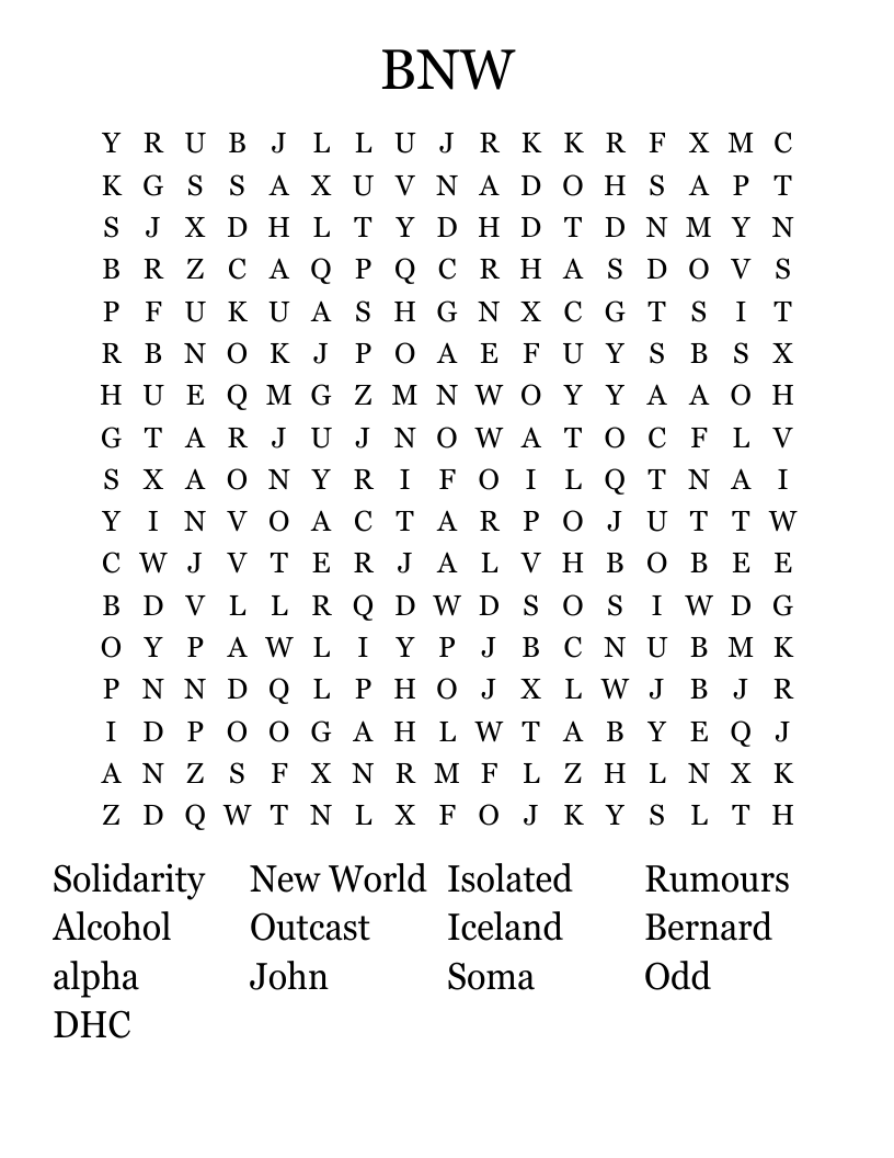 BNW Word Search
