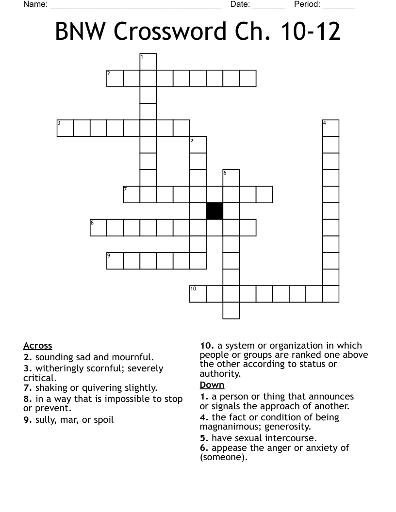 BNW Crossword Ch. 10-12