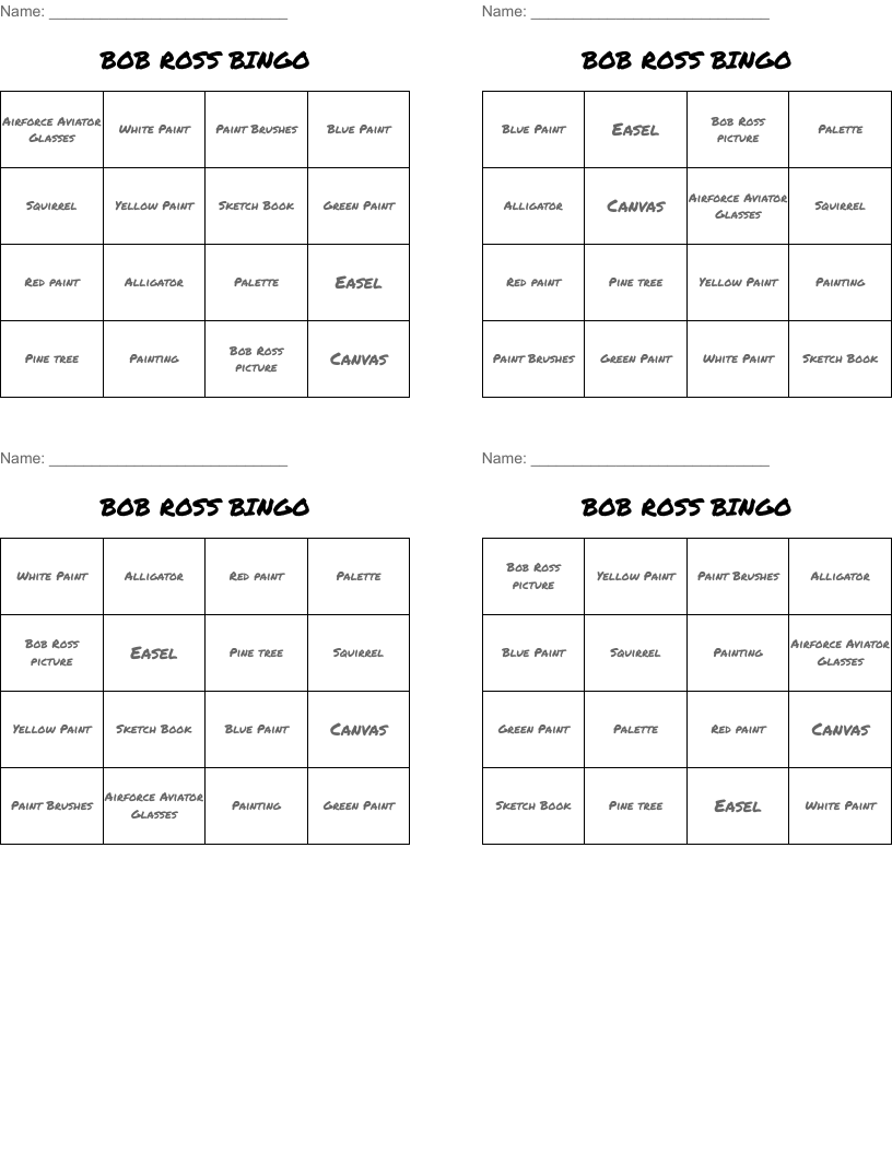 BOB   ROSS   BINGO