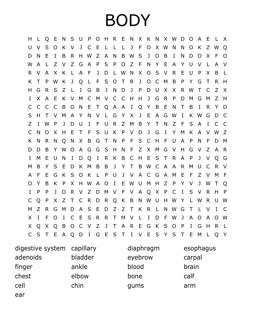 BODY Word Search