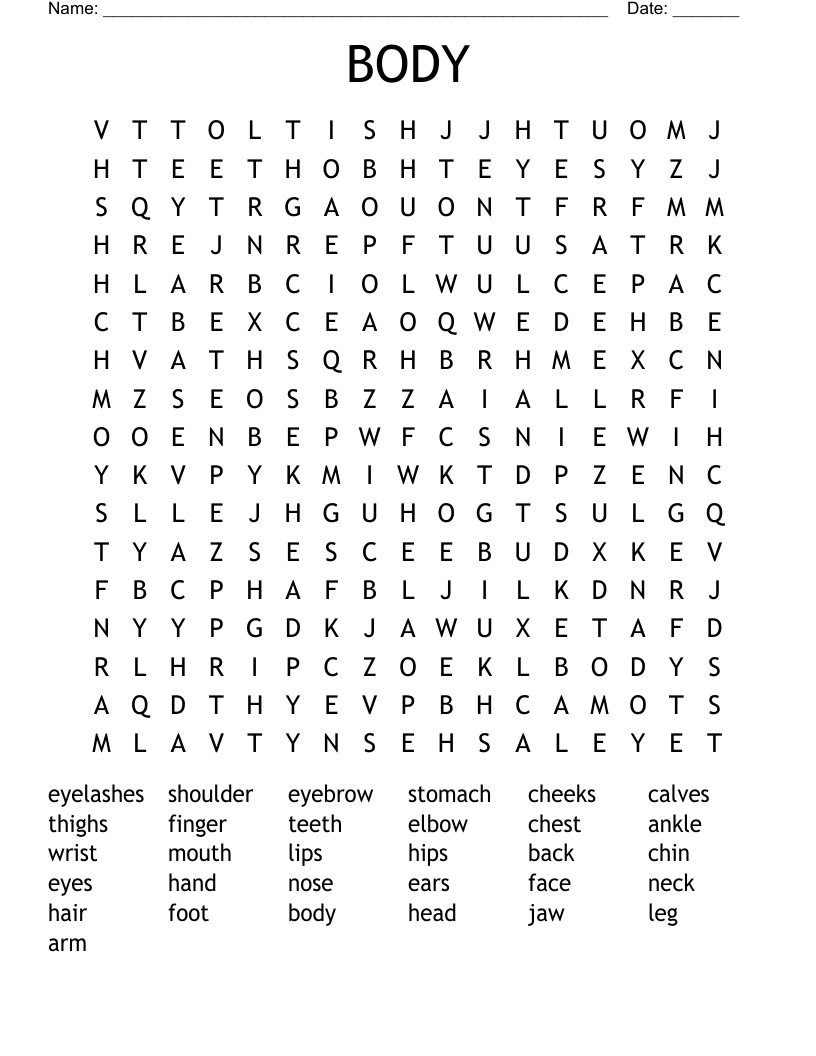 BODY Word Search