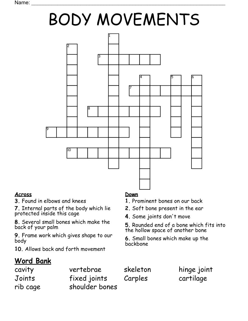 BODY MOVEMENTS Crossword