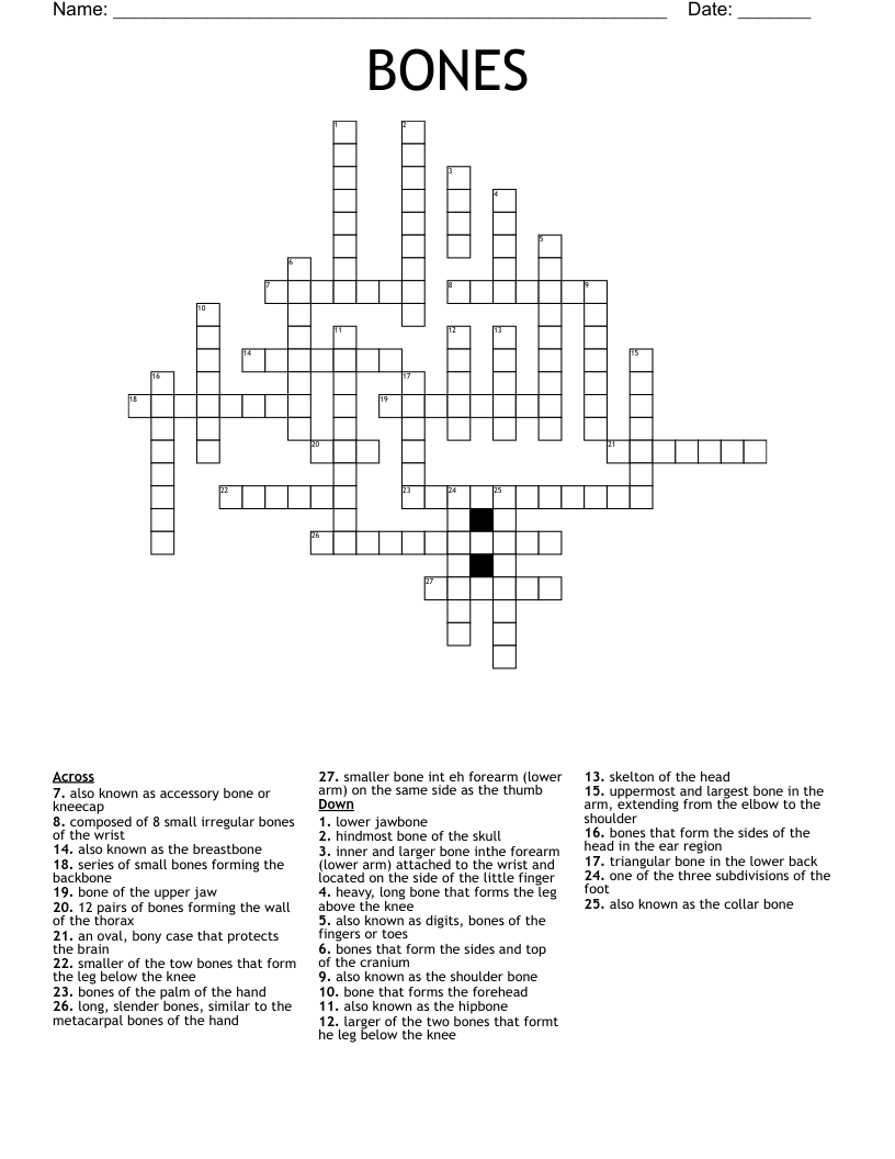 BONES Crossword