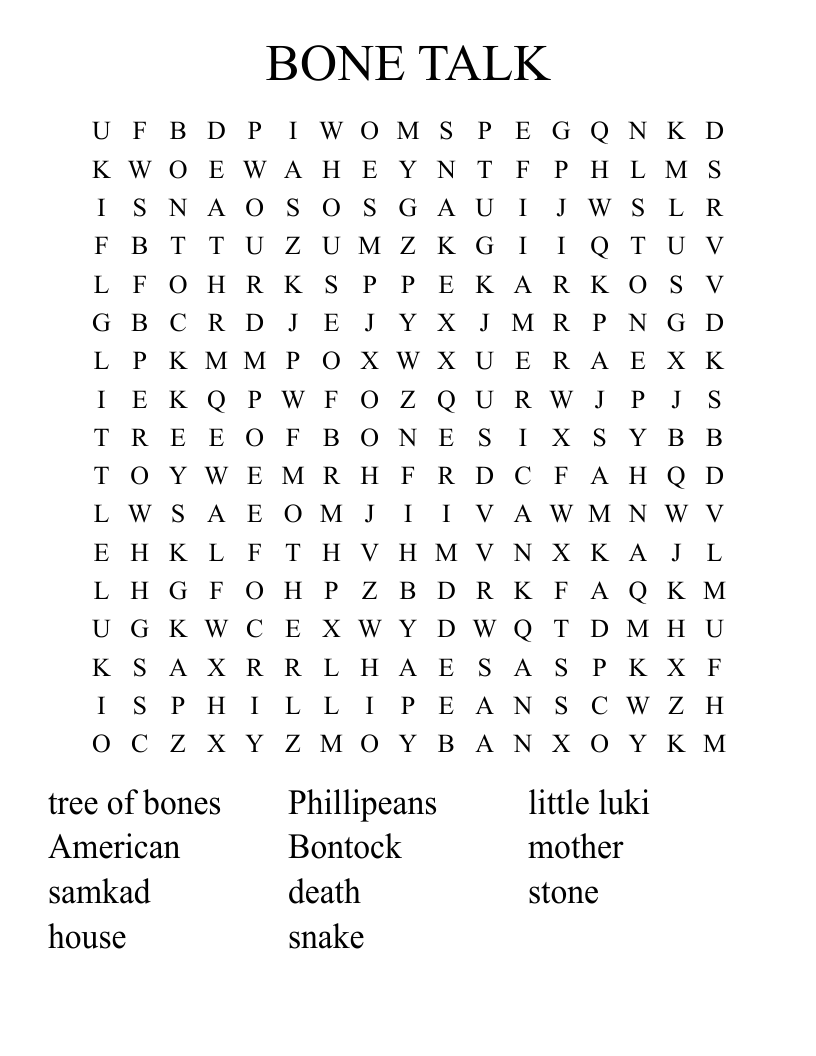 BONE TALK  Word Search