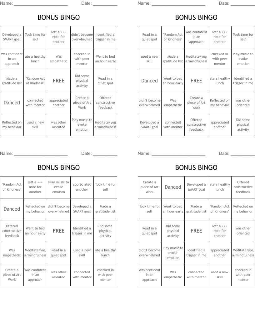 BONUS BINGO