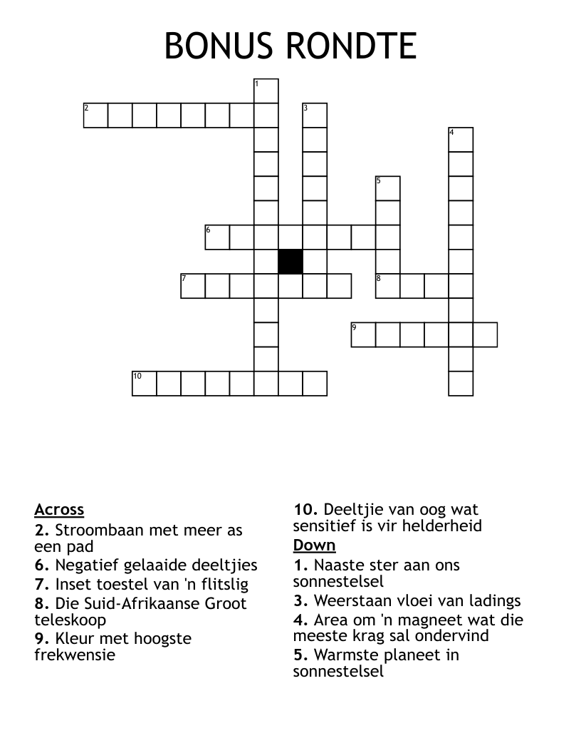 BONUS RONDTE Crossword