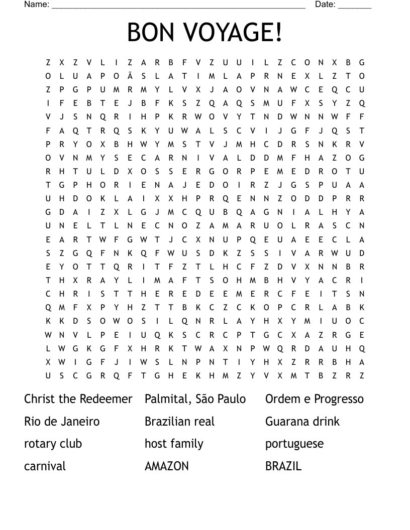 BON VOYAGE! Word Search