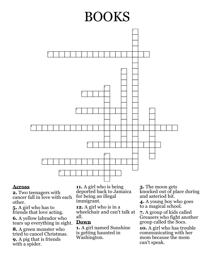 BOOKS Crossword