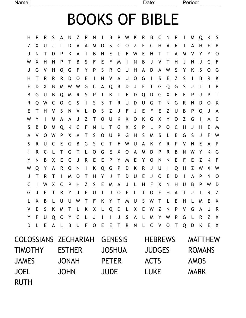 BOOKS OF BIBLE Word Search