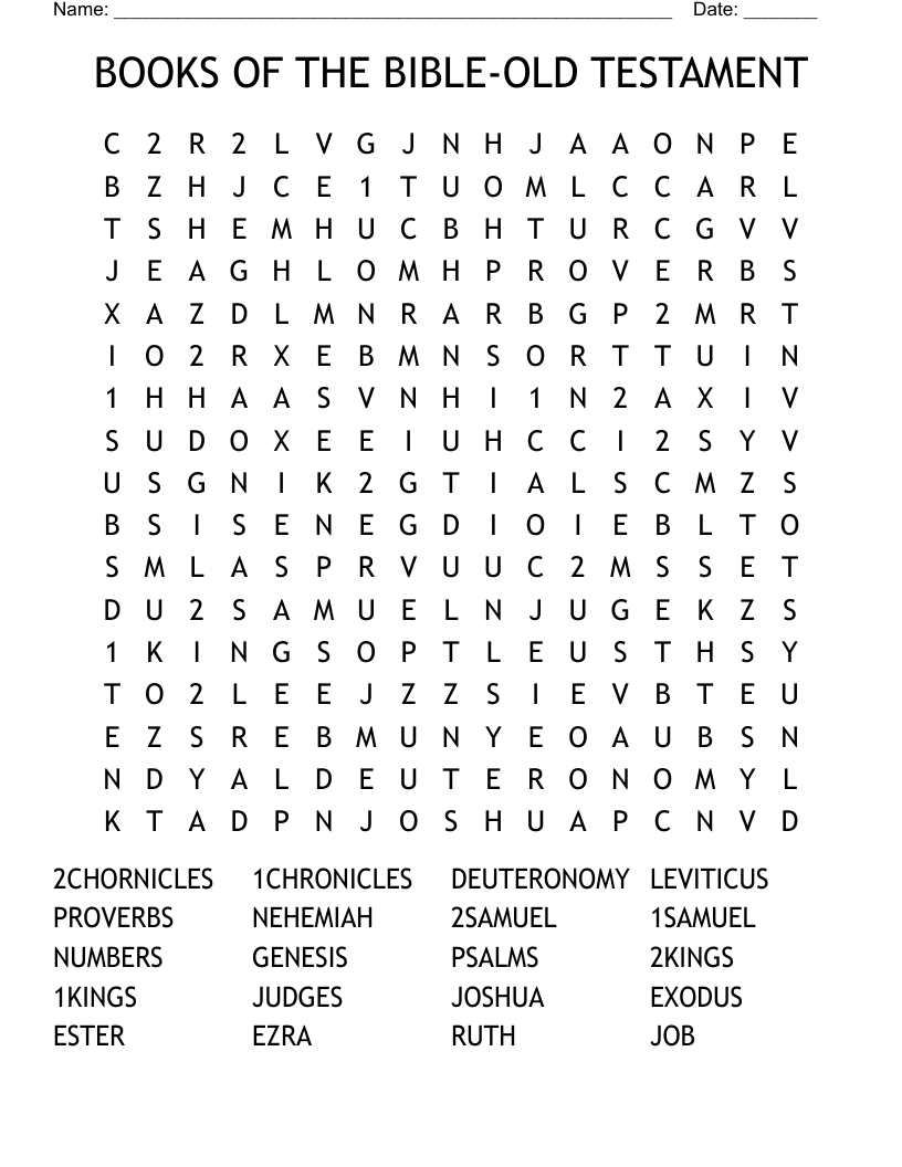 BOOKS OF THE BIBLE-OLD TESTAMENT Word Search