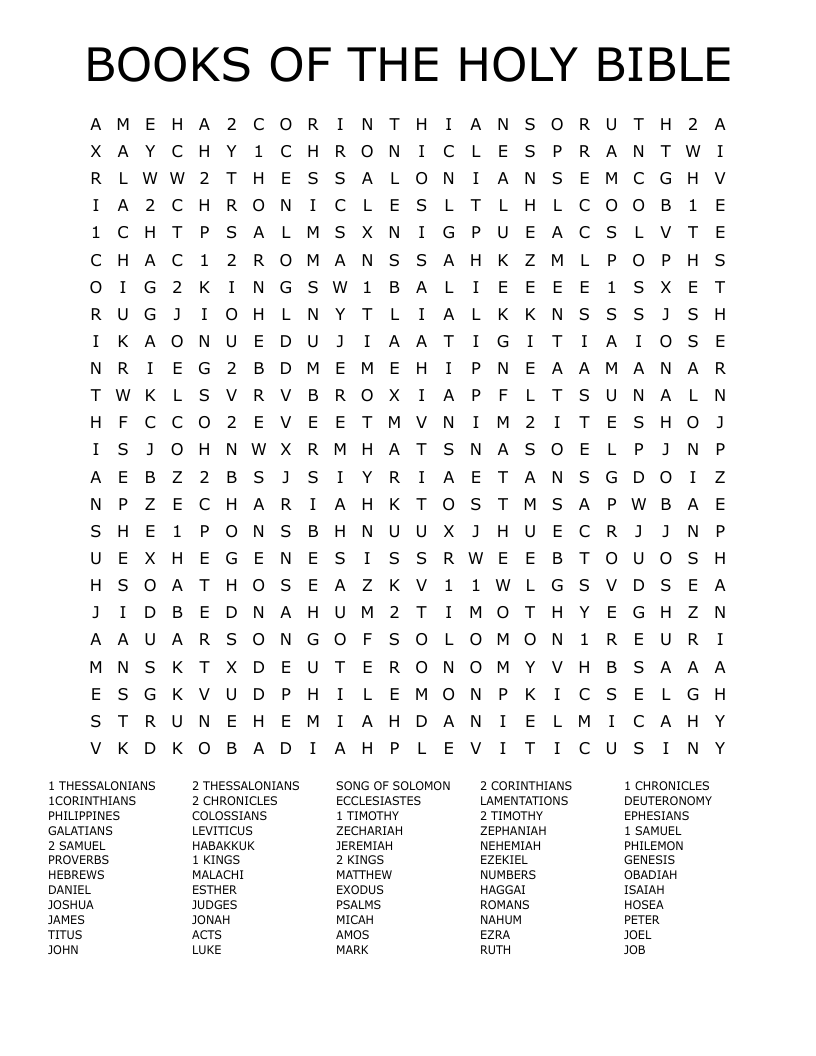 BOOKS OF THE HOLY BIBLE Word Search