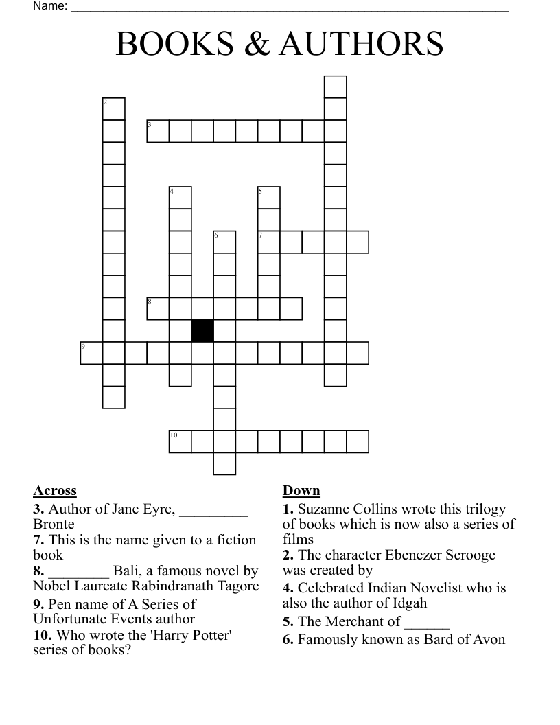 BOOKS & AUTHORS Crossword