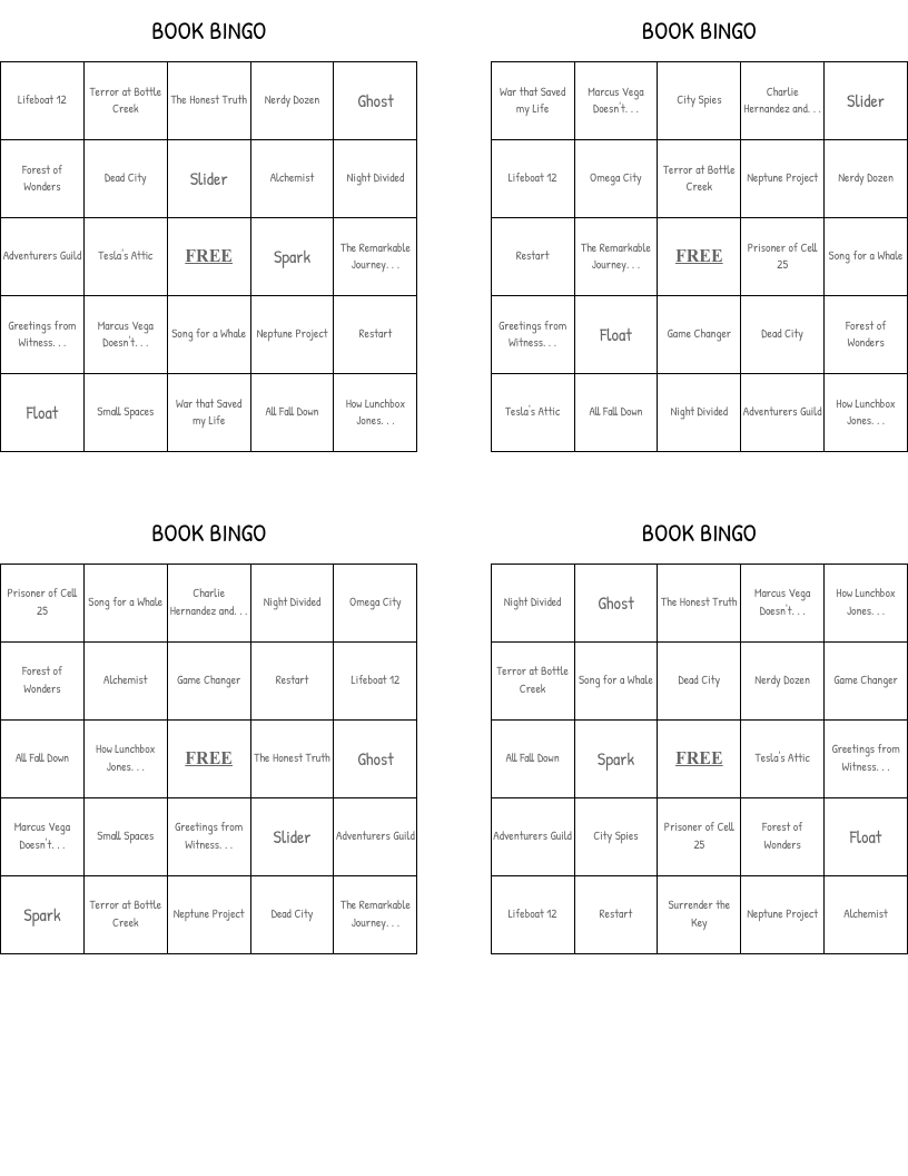 BOOK BINGO