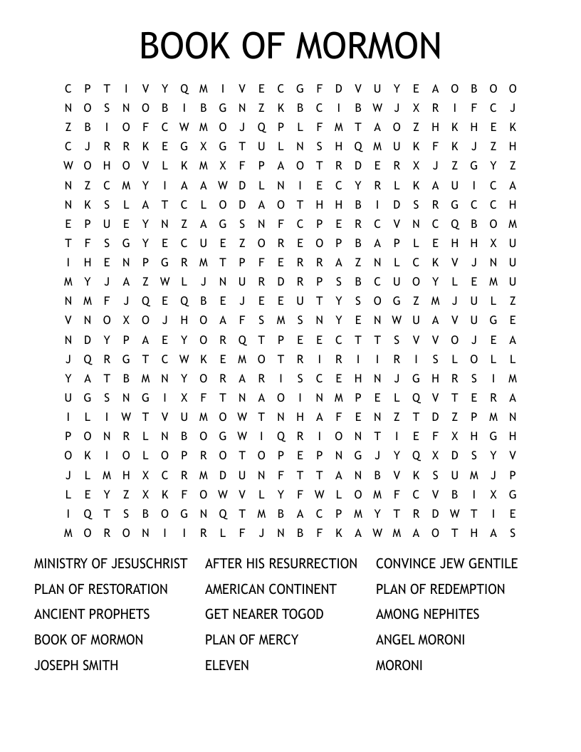BOOK OF MORMON Word Search