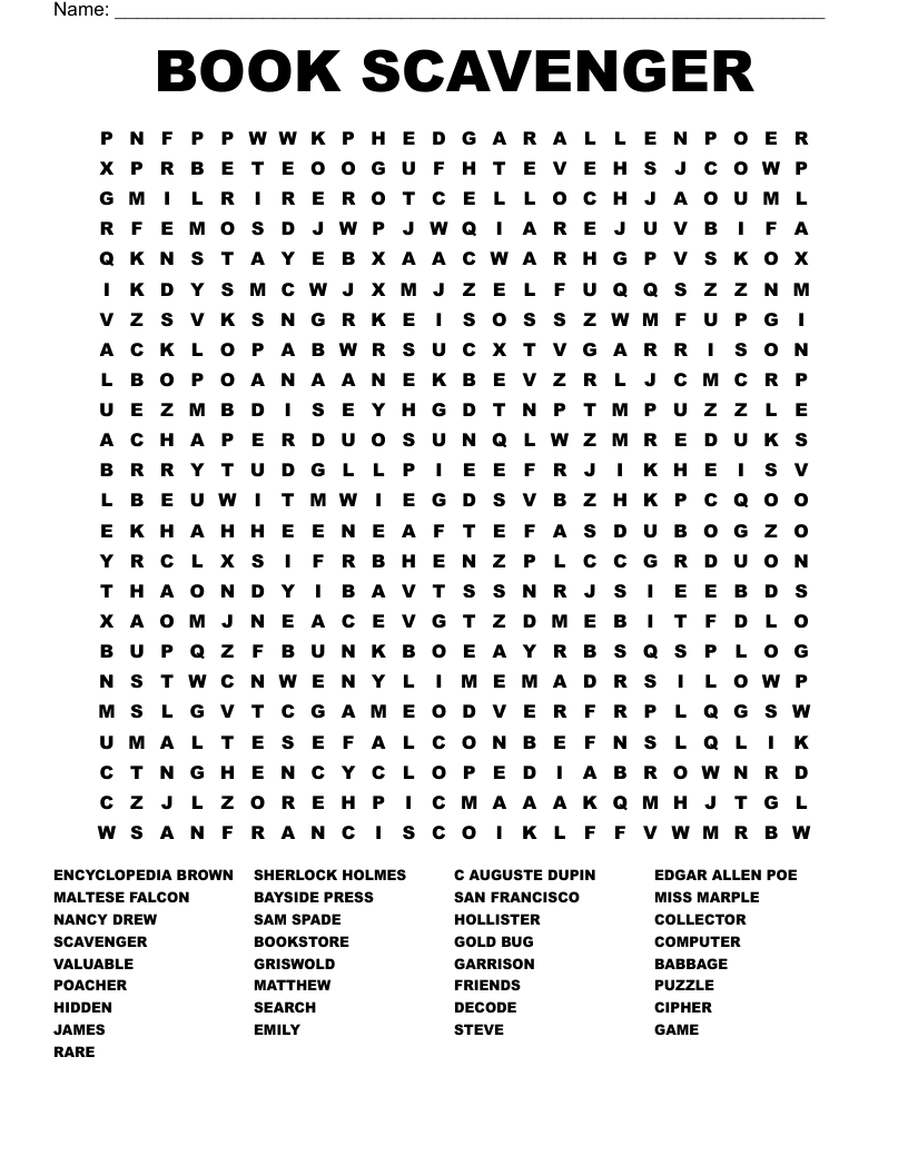 BOOK SCAVENGER Word Search