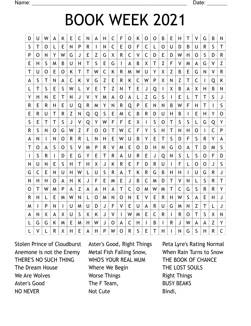 BOOK WEEK 2021 Word Search