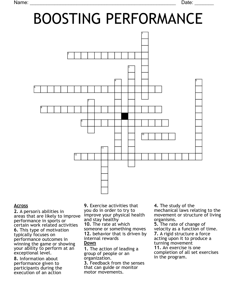 BOOSTING PERFORMANCE Crossword