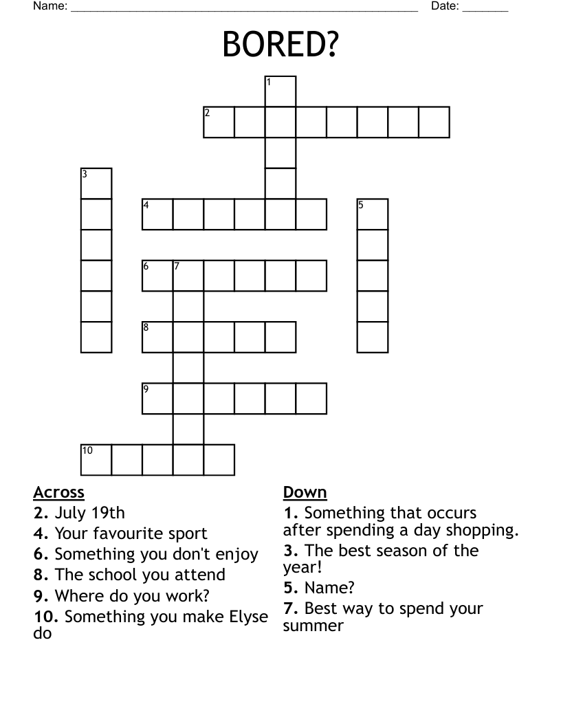 BORED? Crossword