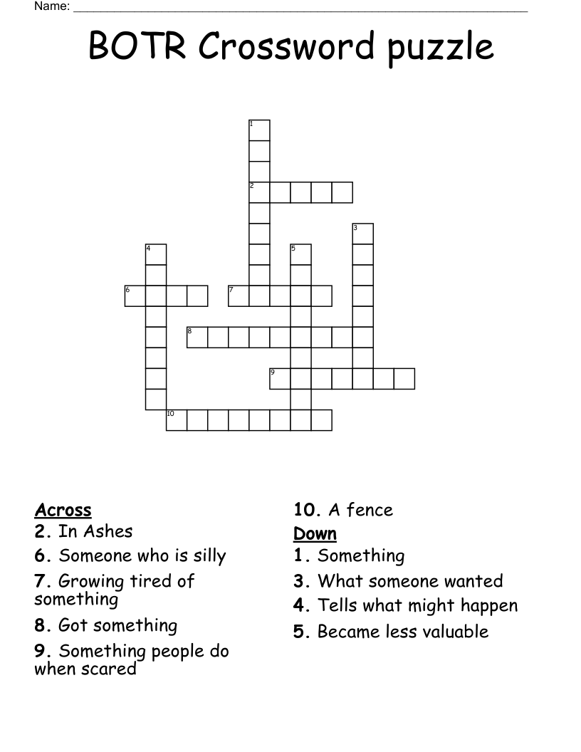 BOTR Crossword puzzle