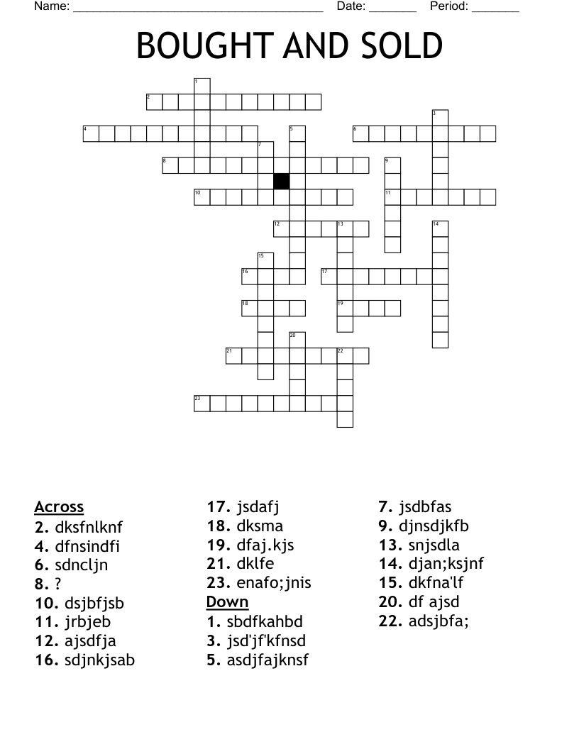 BOUGHT AND SOLD Crossword