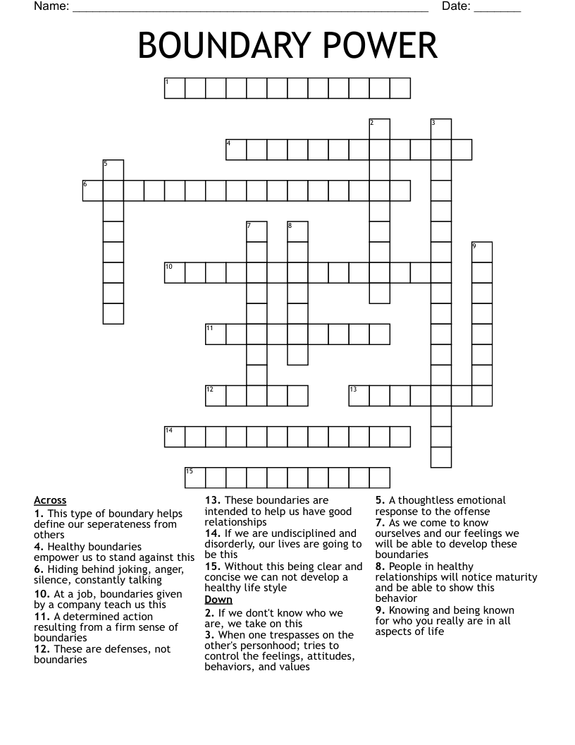 BOUNDARY POWER Crossword