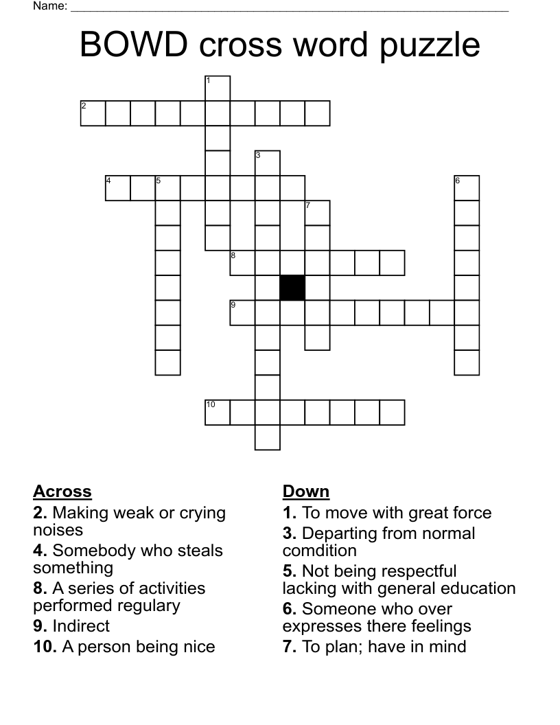 BOWD cross word puzzle