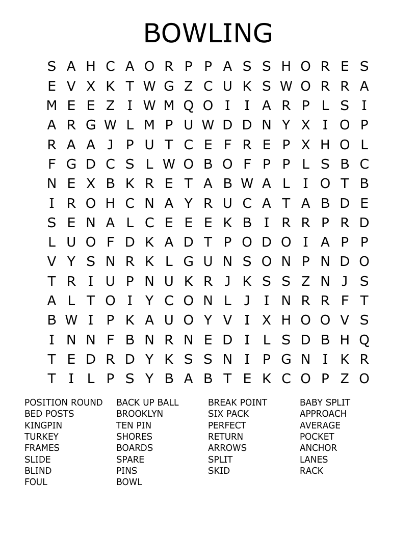 BOWLING Word Search
