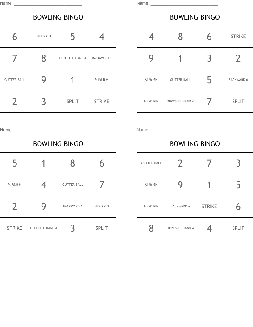 BOWLING BINGO