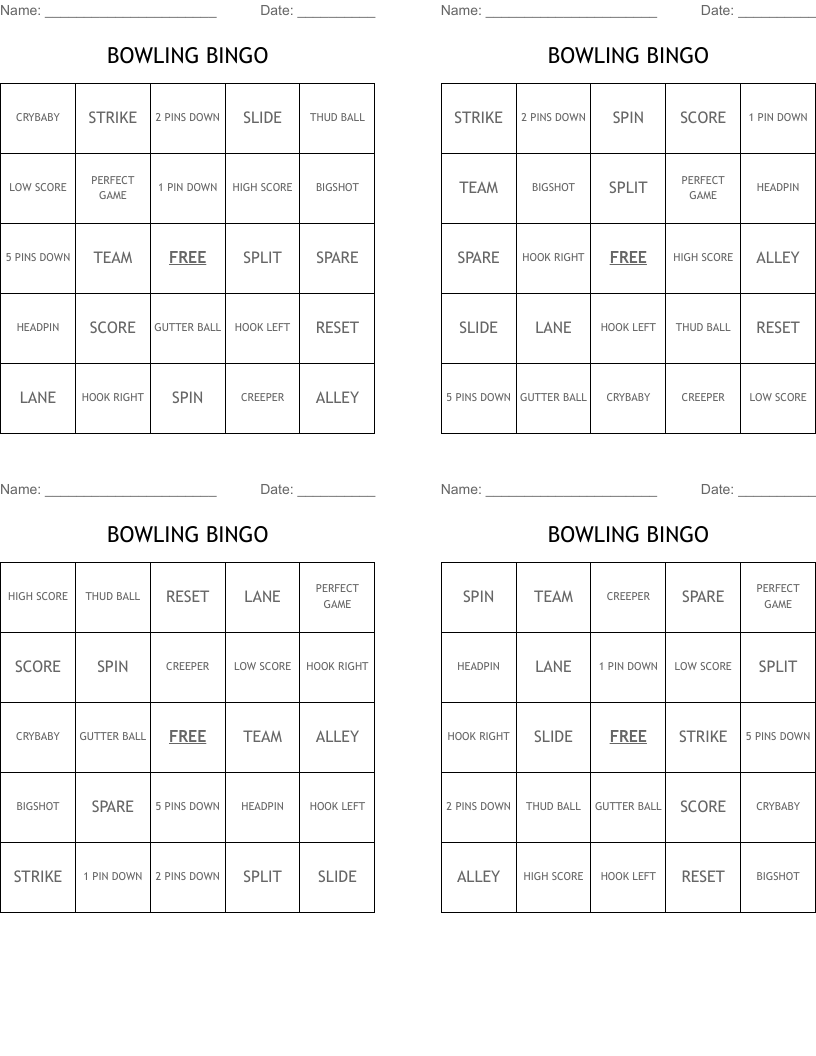 BOWLING BINGO
