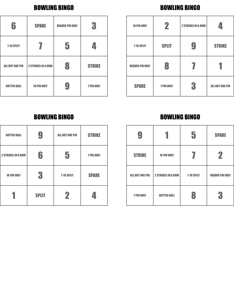 BOWLING BINGO