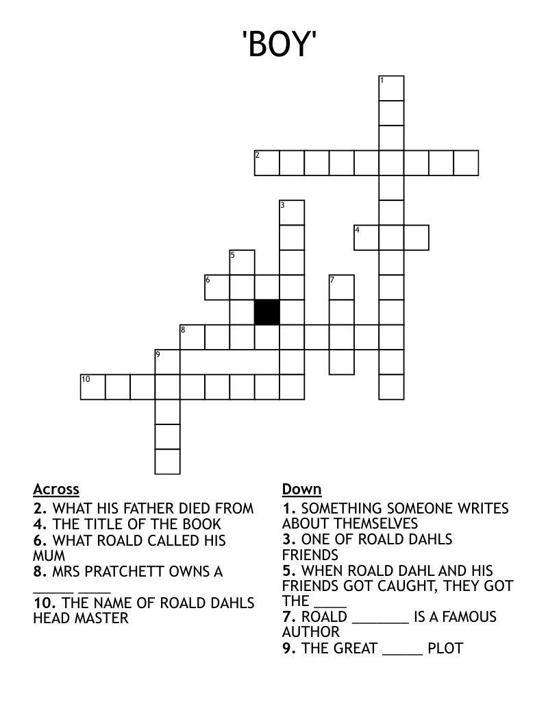 'BOY' Crossword
