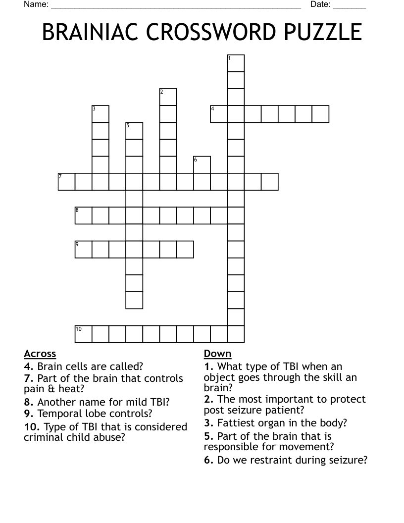 BRAINIAC CROSSWORD PUZZLE