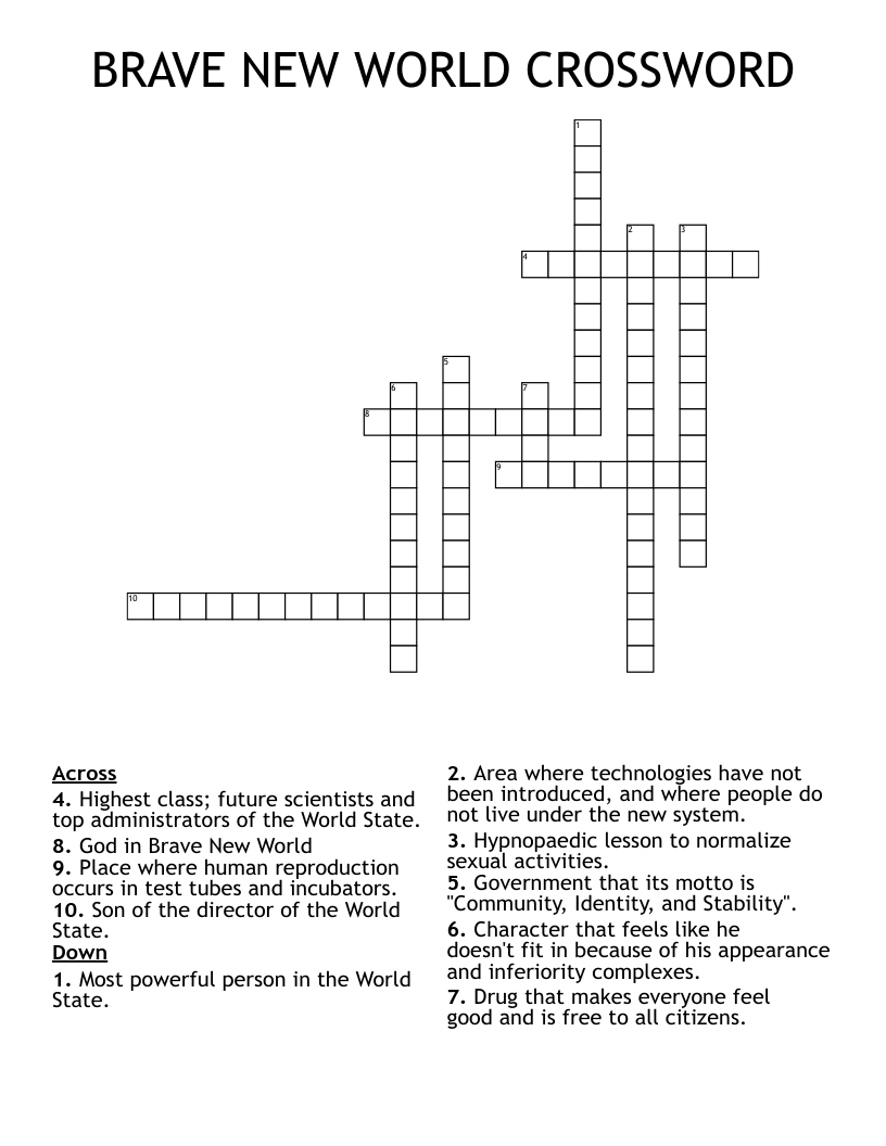 BRAVE NEW WORLD CROSSWORD