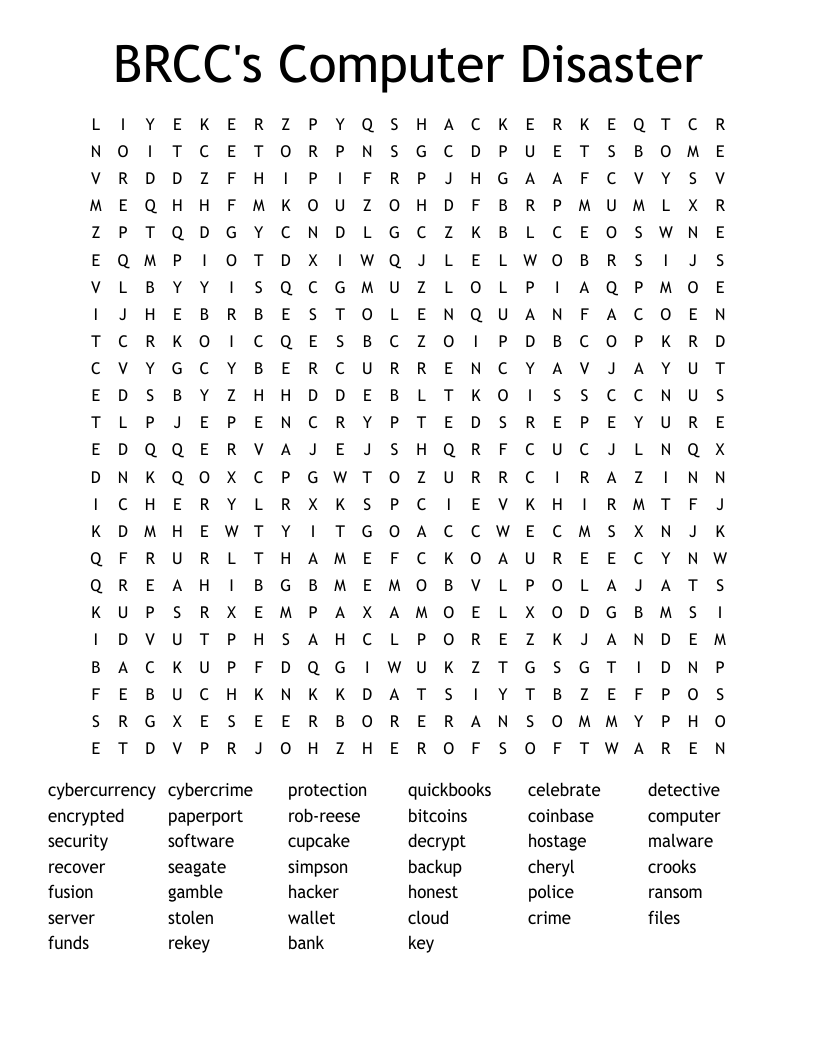BRCC's Computer Disaster Word Search