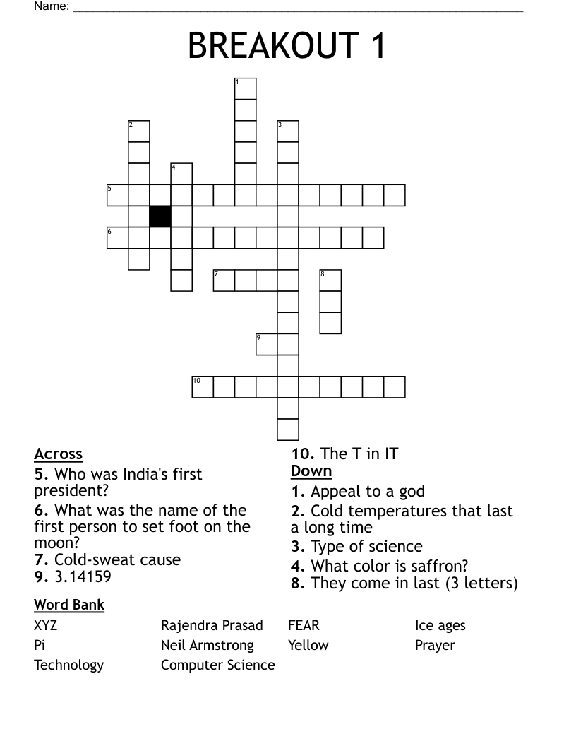 BREAKOUT 1 Crossword