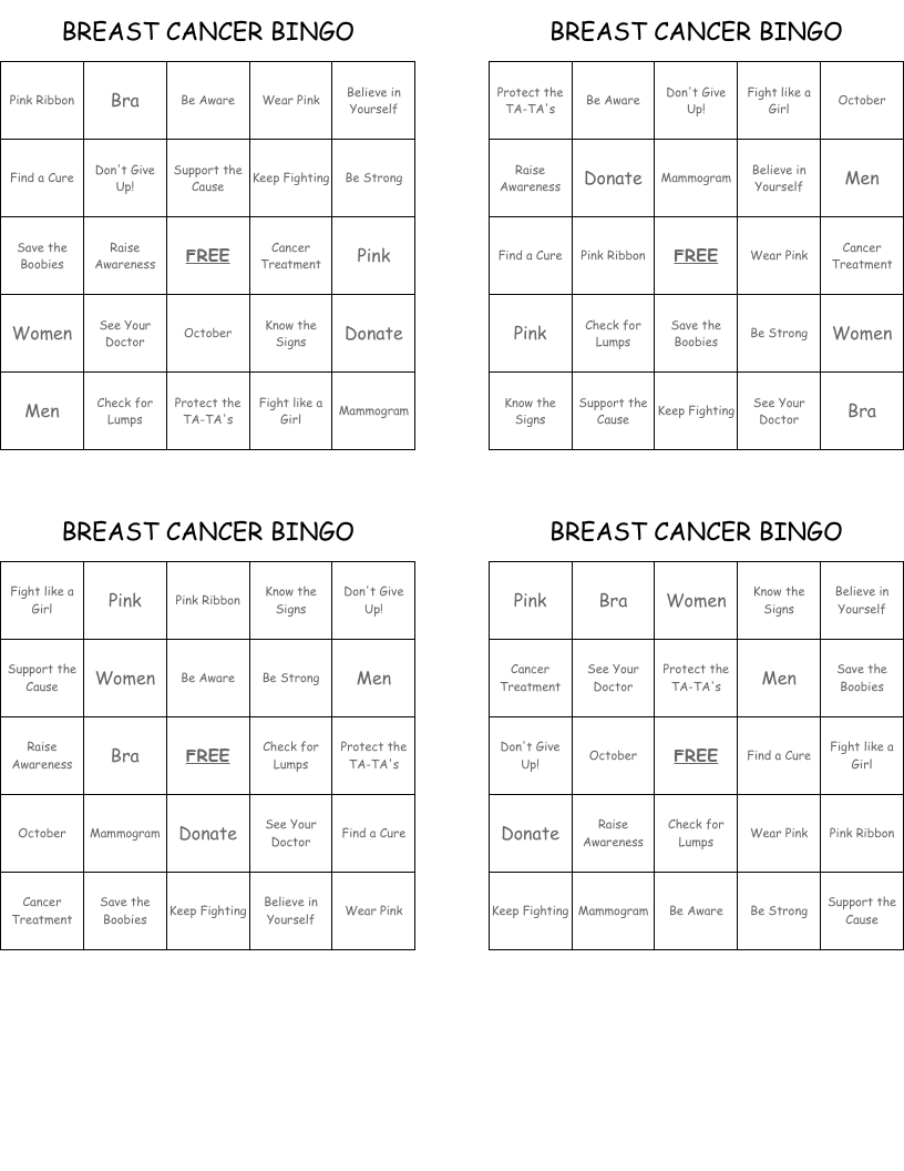 BREAST CANCER BINGO