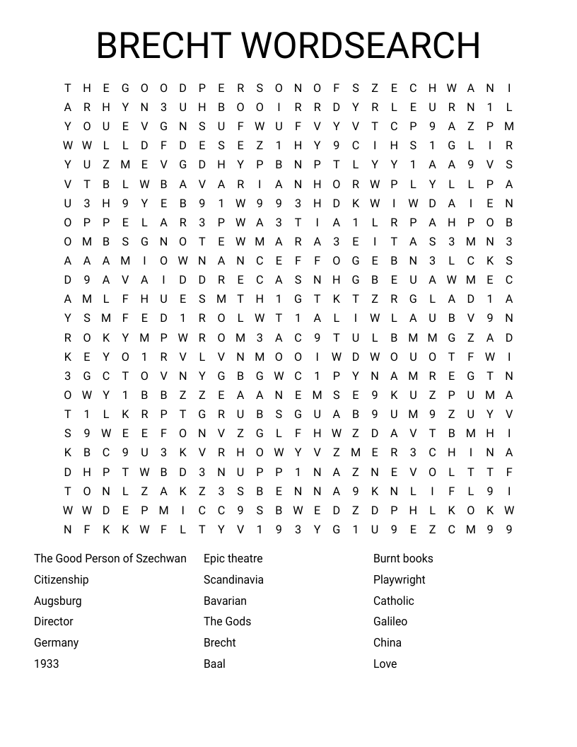 BRECHT WORDSEARCH